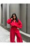 Women's Zippered Wide Collar Sports Top and Bottom Set