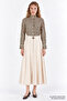 Pilikaşeli High Waist Regular Midi Skirt - 2