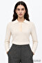 Handcrafted Polo Collar Long Sleeve Regular Knitwear Blouse