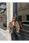 Women's Leopard Patterned Zippered Oversize Plush Sweatshirt - 5