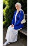 Blue Oversize Cotton Linen Shirt with Pockets Trendy Loose Drop Shoulder Women's - 2