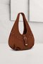 Suede Hobo Buckle Metal Staple Detailed Belted Wide Model Women's Bag Brown - 3