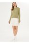Women's Soft Plush Textured Half Turtleneck Knitwear Sweater