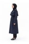 Women's Navy Blue Buttoned Front Belted Bolero Trench Coat - 2