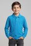 Cotton Polo Collar Long Sleeve Plain School T-Shirt M00866 Turquoise - 3