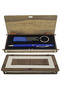 2-Piece Blue Pen Keychain Set with Wooden Box – Leather Wooden Case, Touchscreen Blue Ballpoint Pen, Leather Metal Keychain, Promotional Gift Keychain Pen - 2