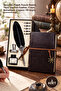 3pcs leather notebook and feather dip pen set - faux leather cover with compass printed, feather dip pen with feather, 5 nib ink, 150 pages with no line
