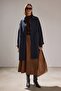 Velvet-Detail Oversize Trench Coat - 3
