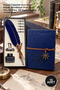 10-Piece Leather Notebook and Quill Pen Set – Compass-Designed Faux Leather Cover, Quill Pen, 150 Unlined Pages