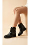 Women's Leather Look Zippered Short Heel Casual Boots - 3