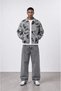 Men's Jacquard Oversize Bomber Jacket Gray - 7