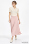 Satin Surface Midi Regular Skirt with Elastic Back