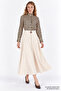 Pilikaşeli High Waist Regular Midi Skirt