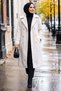 Buttoned Belted Angora Coat Cream Hm2969 - 3