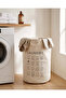 Beige Printed Laundry Hamper