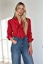 Pomegranate Flower Scarf Collar Shirt