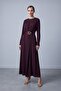 Buckle Belt Detailed Maxi Dress Burgundy 12722