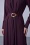 Buckle Belt Detailed Maxi Dress Burgundy 12722 - 2