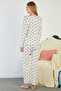 Bow Patterned V-Neck Pajama Set - 8