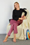 Velvet Pajama Bottoms with Bow and Elastic Waistband - 4