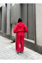 Women's Red Zippered Stripe Detailed Top and Bottom Set - 8