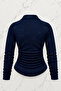 Sim Patterned Polo Neck Long Sleeve Blouse - 2