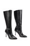 Women's Thin Heeled Below-The-Knee Boots – Stylish Boots with Pointed Toe and Chain Detail - 3