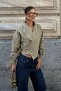 Women's Khaki Double-Breasted Collar Buckle Short Jacket - 3