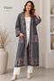Women's Ethnic Patterned Oversized Long Knitwear Kimono Cardigan