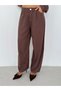 Women's Brown Oversize Shirt and Wide-Leg Pants Two-Piece Set - 4