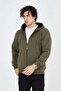Men's hooded straight zip cardigan - green