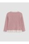 Peak New Season Pink Flower-Embroidered Ruffled Girls' T-Shirt - 4