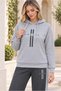 Women's Hooded Long Sleeve Low-Sleeve Printed Lycra Stretch Sweatshirt and Printed Lycra Stretch Trousers with Elastic Waist and Pockets Stylish and Sporty Gray Two-Piece Set - 4