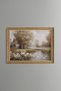 Country House by the River - Vintage Patterned Painting - Fine Model