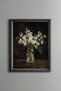 White Flowers in Glass Vase - Vintage Patterned Painting - Fine Model