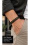 Orsenha Fernloop Khaki Green Leather Men's Bracelet - Double Layer Thick Weave and Metal Clasp