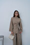 Tied Asymmetrical Zippered Trousers Suit Mink - 4