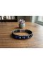 Orelvan Azurebead Black Leather Men's Bracelet - Multi-Row Design with Blue Evil Eye Beads - 3