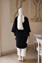 Black Double Sleeve Ribbed Angora Soft Cardigan - 3