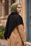 Black Women's Openwork Soft Knitwear Shoulder Shawl Knitted Patterned Shawl 2829 - 2