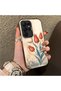 Samsung Galaxy S22 Ultra Compatible Silicone Edge Hard Back Case Tulip Patterned Couple Phone Case - 3