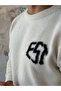 Soft Textured Oversize Knitwear with Est Lettering - 2