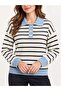 Asez Boutique Collar Buttoned Striped Long Sleeve Regular Fit Knitwear Sweater