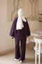 Plum Piping Buttoned Jacket and Trousers Gabardine Suit - 5