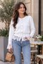Women's White Lace Detailed Lace-Up Knitwear Cardigan
