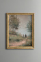 Two Women on a Country Road - Vintage Patterned Painting - Fine Model