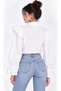 White Scallop Collar and Sleeve Detailed Balloon Sleeve Women's Shirt - 6
