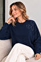 Embroidered Mercerized Tunic N3315 Navy Blue - 2