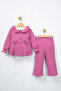 Baby Girl 3-Piece Set Cotton Ruffle Blouse Pants Bodysuit 100% Cotton Bowknot Combination - 2
