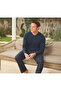 Men's Combed Cotton Fabric Buttoned Collar Dark Navy Blue Pajama Set - 2